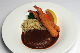 ハンバーグ&海老フライ