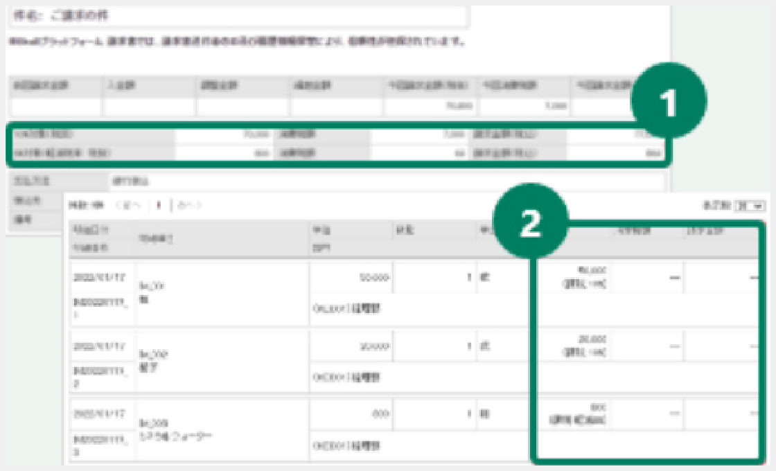 インボイス制度対応の税率・税区分情報を表示